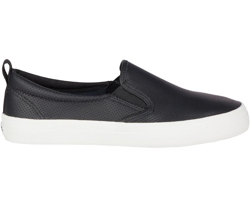 Sperry Crest Twin Gore Perforated Slip On Sneakers - Women's Slip On Sneakers - Black [CB4581630] Sp